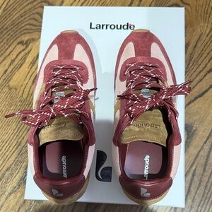 Larroude Burgundy and Blush Sneakers